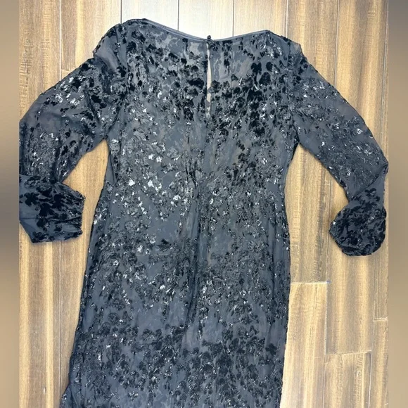 Size L Sheer Long Sleeved Animal Print Maxi Key Hole Round Neck Dress whimsigoth - Picture 9 of 13